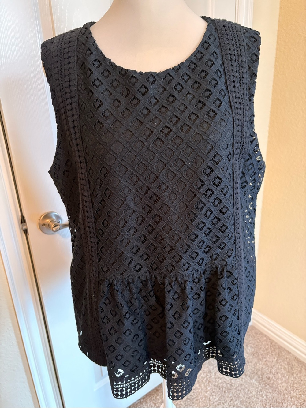 Banana Republic Black Crochet Peplum Top